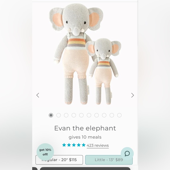 Cuddle & Kind - Evan the Elephant 13” - Picture 2 of 5